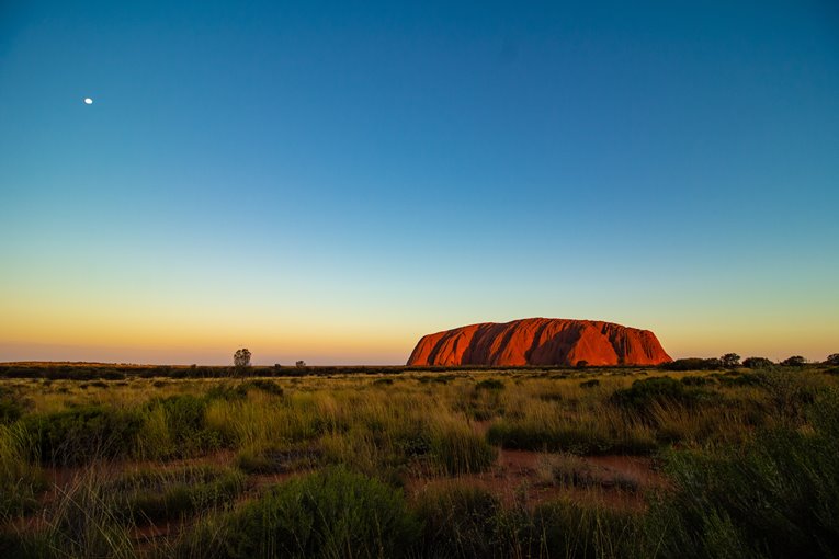Aussie Outback, Uluru mountain, dusk